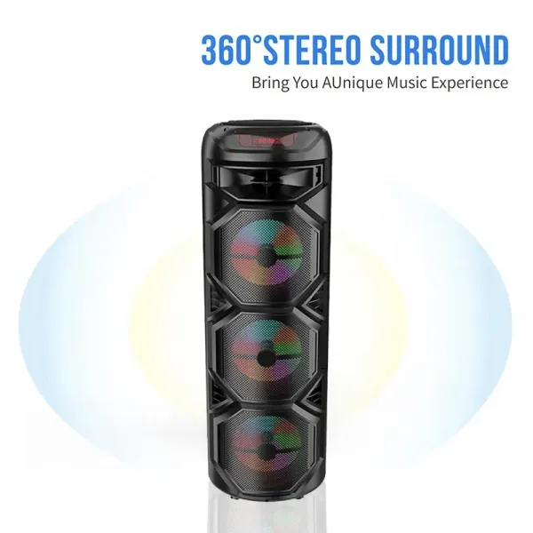 Φορητό Ηχείο Bluetooth 3×8” με μικρόφωνο και τηλεχειριστήριο ZQS-8301 Μαύρο