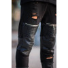 MEN'S BOTTOMS  SWEATSHIRT LEATHER  TEARS  ZIPPERS 111 BLACK