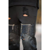 MEN'S BOTTOMS  SWEATSHIRT LEATHER  TEARS  ZIPPERS 111 BLACK