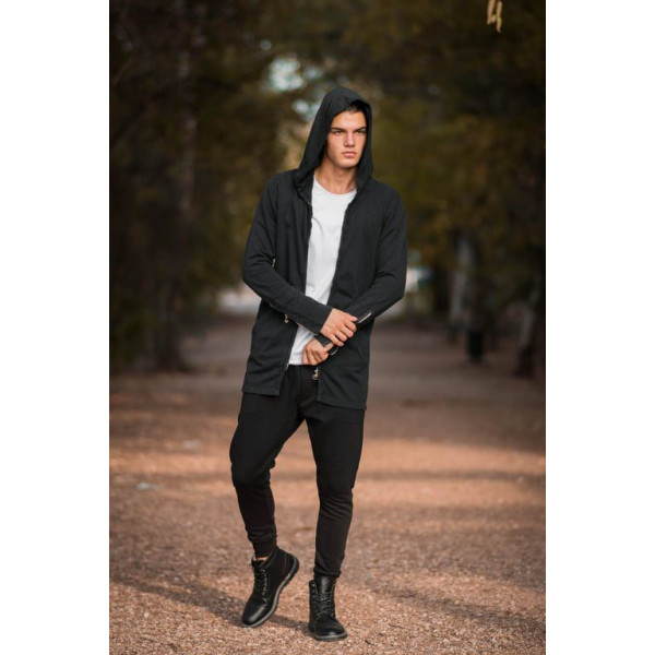 MEN'S BOTTOMS SWEATSHIRT LEATHER POCKETS MOHICANS BOTT102 BLACK