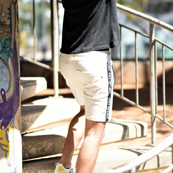 FT-301.WHITE MEN'S SHORTS MOHICANS