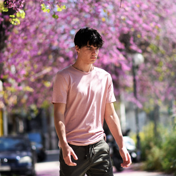 ΑΝΔΡΙΚΗ ΜΠΛΟΥΖΑ T-SHIRT ΛΑΙΜΟΣ ΜΟΝΟΧΡΩΜΗ MOHICANS FT-600.PINK