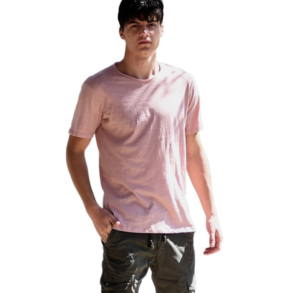 ΑΝΔΡΙΚΗ ΜΠΛΟΥΖΑ T-SHIRT ΛΑΙΜΟΣ ΜΟΝΟΧΡΩΜΗ MOHICANS FT-600.PINK