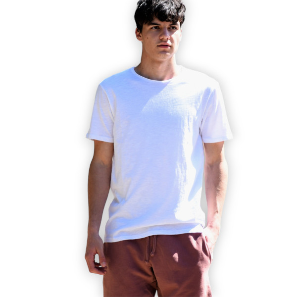 ΑΝΔΡΙΚΗ ΜΠΛΟΥΖΑ T-SHIRT ΛΑΙΜΟΣ ΜΟΝΟΧΡΩΜΗ MOHICANS FT-600.WHITE