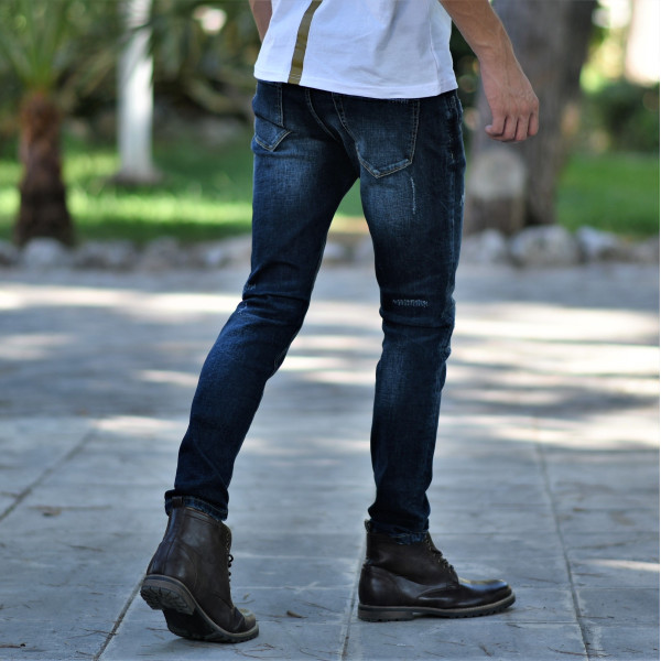 ΑΝΔΡΙΚΟ ΠΑΝΤΕΛΟΝΙ JEANS ΜΕ ΣΚΙΣΙΜΑΤΑ MOHICANS FT636 ΜΠΛΕ