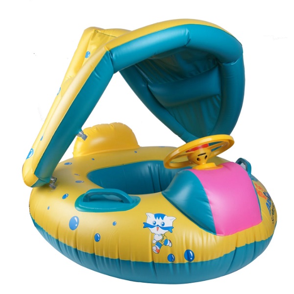 Φουσκωτό δαχτυλίδι κολύμβησης κάθισμα πισίνας με Anti-uv θόλο 64x73x38cm FX-147T Πράσινο-Κίτρινο