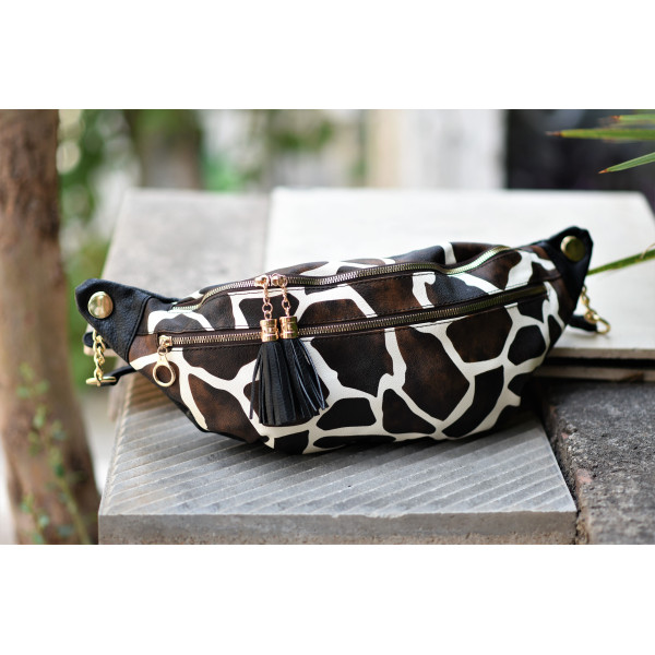 WOMEN'S BUM BAG PURSE LEATHER MOHICANS G159 GIRAFEE