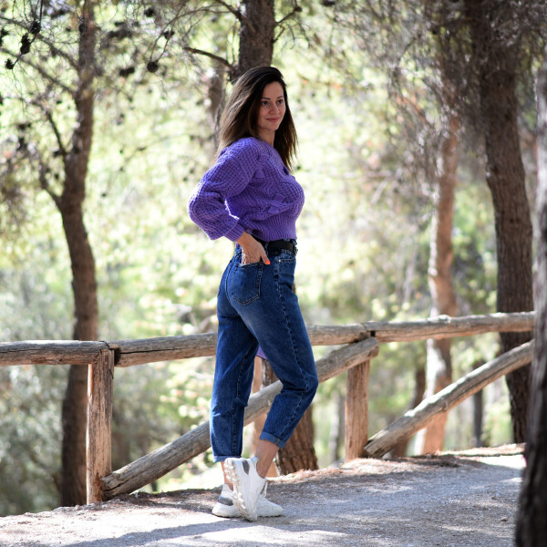 TROUSERS JEANS HIGH-WAISTED BOYFRIEND MOHICANS H1076.BLUE