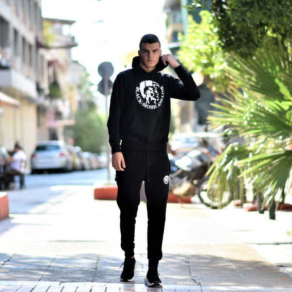 MEN'S SWEATSHIRT HOODED MOHICANS HEADH01 BLACK