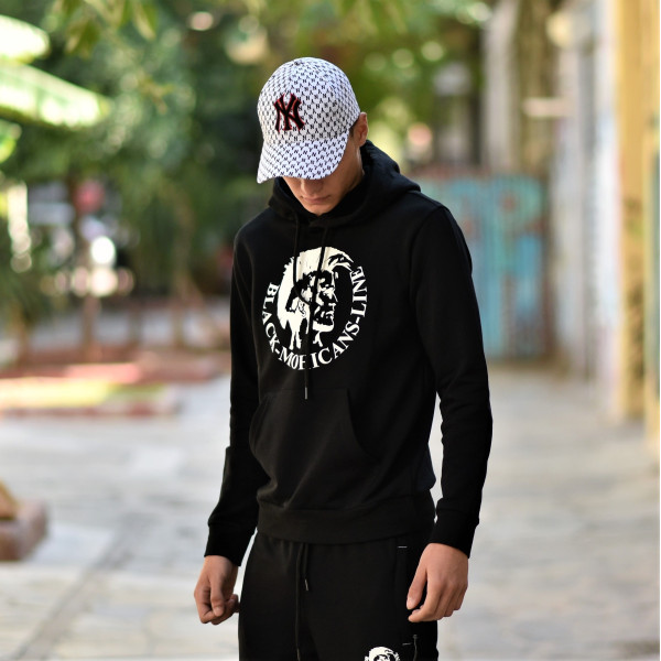 MEN'S SWEATSHIRT HOODED MOHICANS HEADH01 BLACK