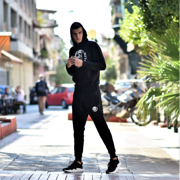 MEN'S SWEATSHIRT HOODED MOHICANS HEADH01 BLACK