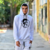 MEN'S SWEATSHIRT HOODED MOHICANS HEADH01 WHITE