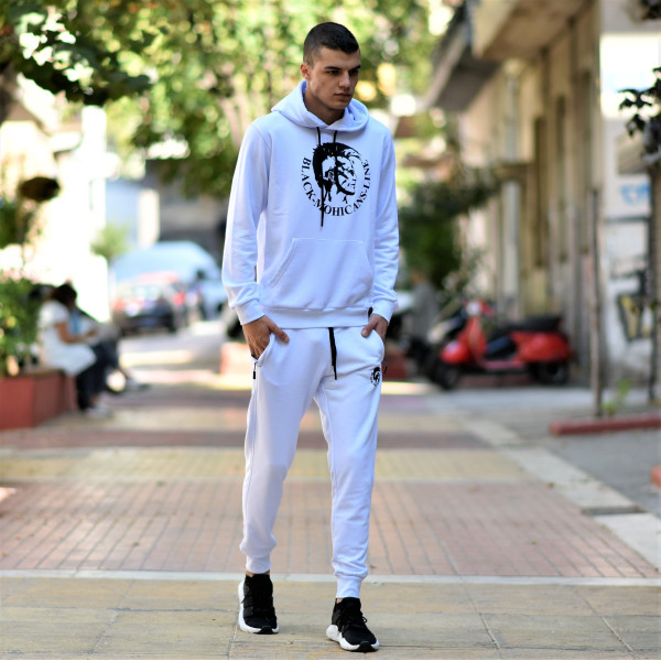 MEN'S SWEATSHIRT HOODED MOHICANS HEADH01 WHITE