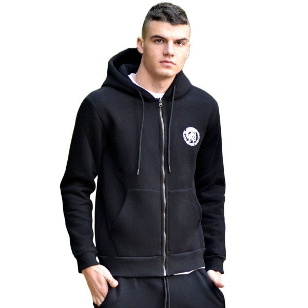 MEN'S ZIPPER CARDIGAN SWEATSHIRT HEAD MOHICANS HEADH3 BLACK