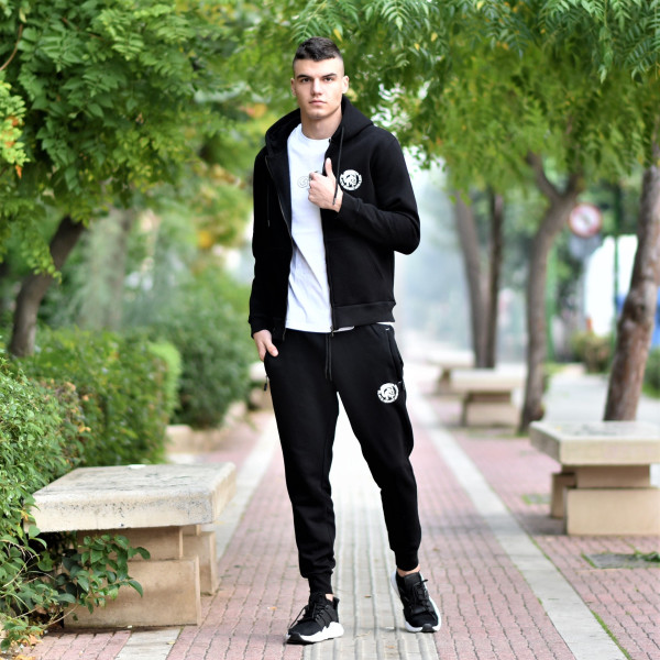 MEN'S ZIPPER CARDIGAN SWEATSHIRT HEAD MOHICANS HEADH3 BLACK