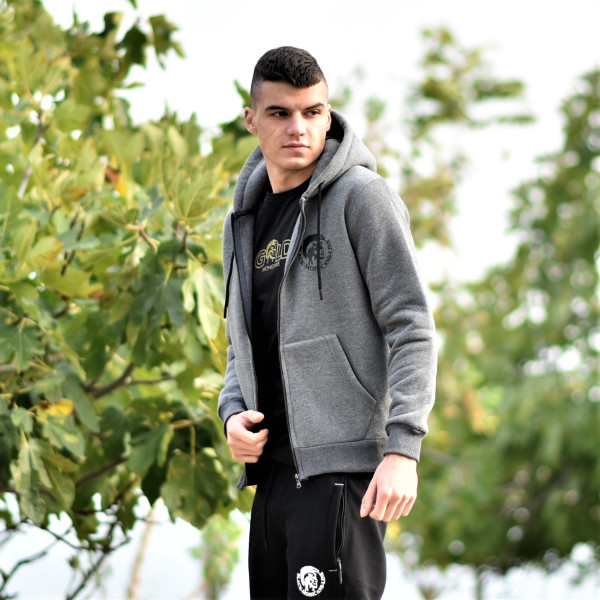 MEN'S ZIPPER CARDICAN SWEATSHIRT MOHICANS HEADH3 GRAY