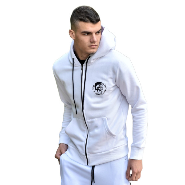 MEN'S ZIPPER CARDIGAN SWEATSHIRT MOHICANS HEADH3 WHITE