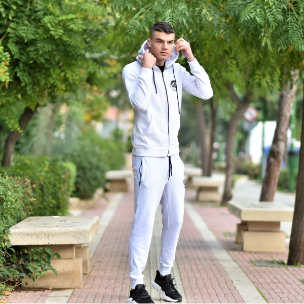 MEN'S ZIPPER CARDIGAN SWEATSHIRT MOHICANS HEADH3 WHITE