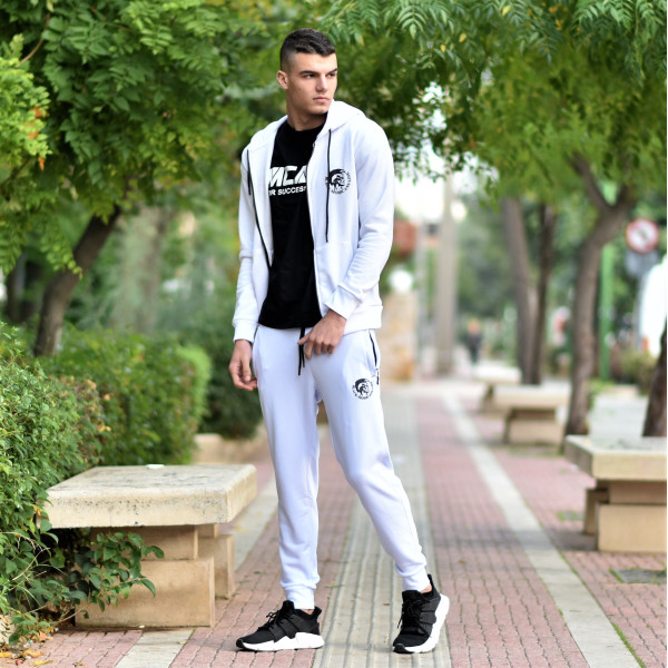 MEN'S ZIPPER CARDIGAN SWEATSHIRT MOHICANS HEADH3 WHITE