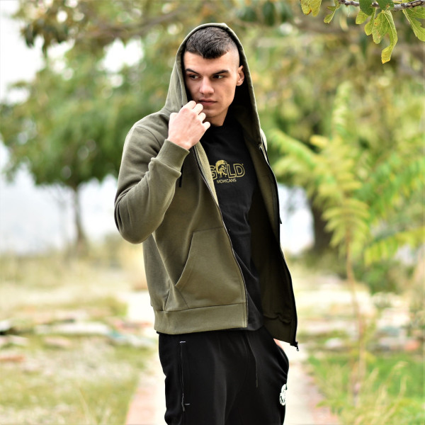 MEN'S ZIPPER CARDIGAN SWEATSHIRT MOHICANS HEADH3 KHAKI