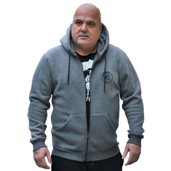 MEN SWEATSHIRT CARDIGAN BIG SIZE MOHICANS HEADHBIG01 GRAY