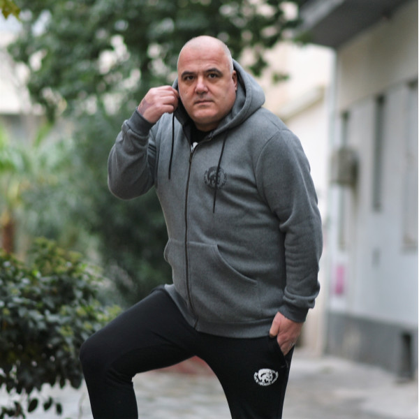 MEN SWEATSHIRT CARDIGAN BIG SIZE MOHICANS HEADHBIG01 GRAY