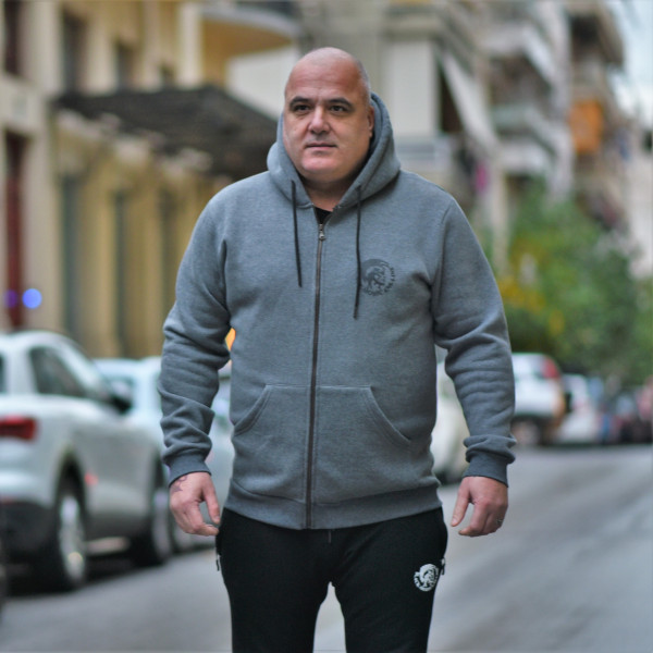 MEN SWEATSHIRT CARDIGAN BIG SIZE MOHICANS HEADHBIG01 GRAY