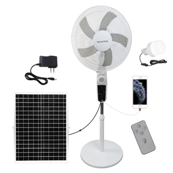 Επαναφορτιζόμενος ανεμιστήρας 16" δαπέδου με ηλιακό πάνελ και τηλεχειριστήριο HS-228F