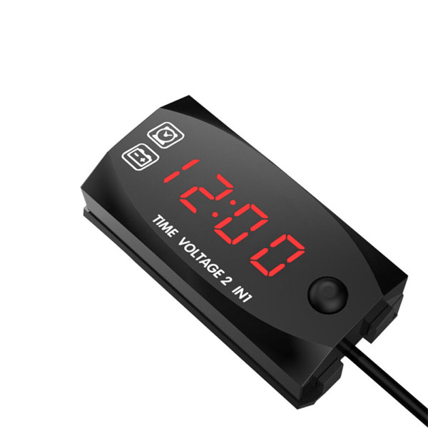Αδιάβροχο Ψηφιακό Βολτόμετρο - Ρολόι Μηχανής και Αυτοκινήτου Κόκκινο