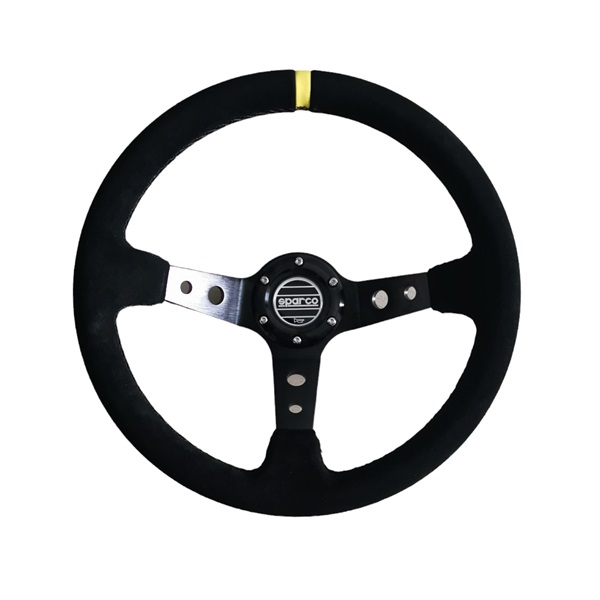 Τιμόνι βαθύκωνο 9εκ. βάθος HW-0230 μαύρη ραφή