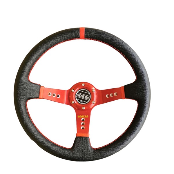 Τιμόνι βαθύκωνο 35cm δέρμα HW-0244R SPARCO Κόκκινος σκελετός