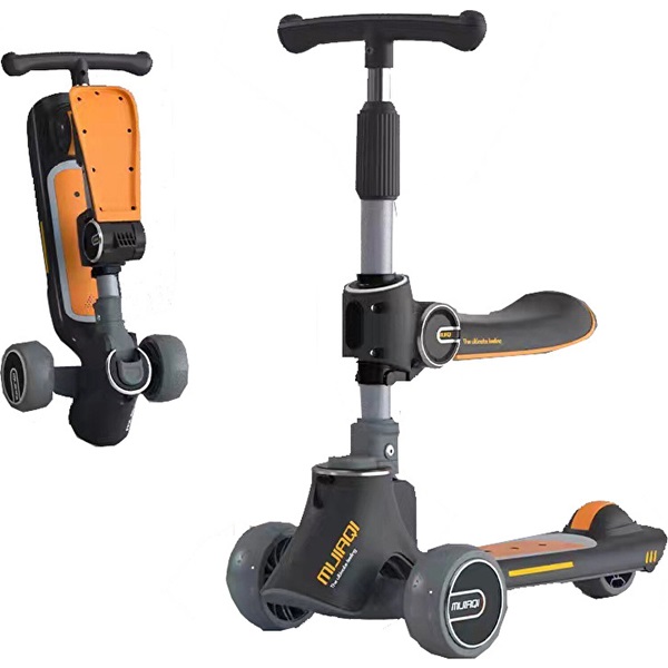 Παιδικό σκούτερ με μουσική και φως, μπορεί να διπλώνει HYD-010 Πορτοκαλί/Μαύρο