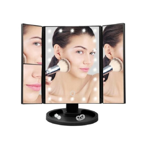 Τριπλός καθρέφτης μακιγιάζ με LED, οπίσθιο φωτισμό και μεγέθυνση HYH-143 Μαύρο χρώμα