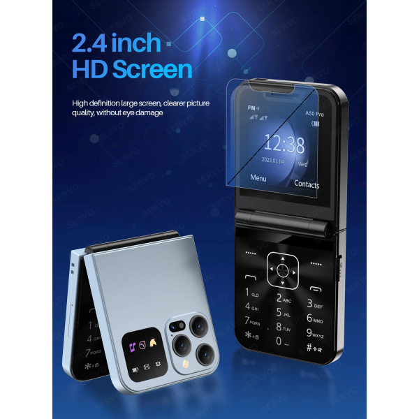 Αναδιπλούμενο Κινητό Τηλέφωνο 2.4” με 2 sim με Ελληνικό μενού I15Pro Ροζ