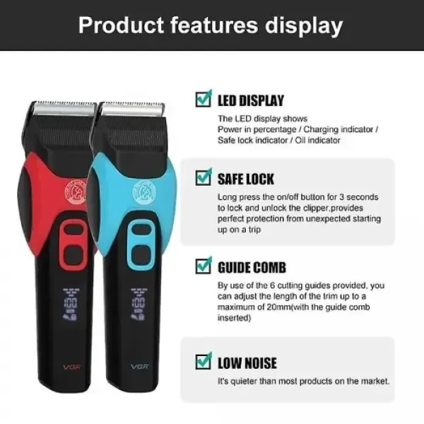 Ηλεκτρική Κουρευτική Μηχανή Professional Pet Barber VGR V-208 Κόκκινο