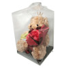 Plush teddy bear princess with bouquet of red foam roses in a box 000084 BROWN 28cm