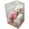 Plush teddy bear princess with bouquet of red foam roses in a box 000084 white 28cm