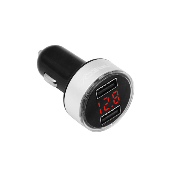 Φορτιστής Αναπτήρα Αυτοκινήτου Ταχείας Φόρτισης με Βολτόμετρο 12V - 24V και 2 Θύρες USB-A 3.1Α Treqa CS-321 Ασημί