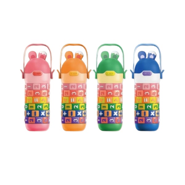 Παιδικός θερμός με πράξεις μαθηματικών 430ml BH18680 Ροζ/μπλε/κίτρινο/πορτοκαλί