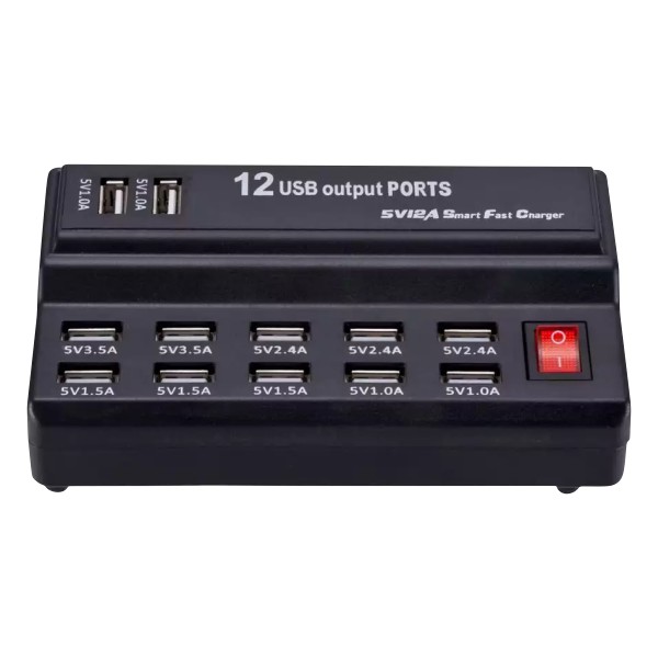 Βάση Φόρτισης με 12 Θύρες Usb-A 60W σε Μαύρο ZY-2401