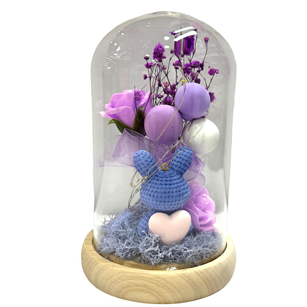 Rose βάζο ομορφιά επιτραπέζιο λαμπτήρα κόκκινο τριαντάφυλλο με ελαφρύ γυάλινο θόλο Love λαγουδάκι του Αγίου Βαλεντίνου "Δώρο ημέρας 82627 Μωβ