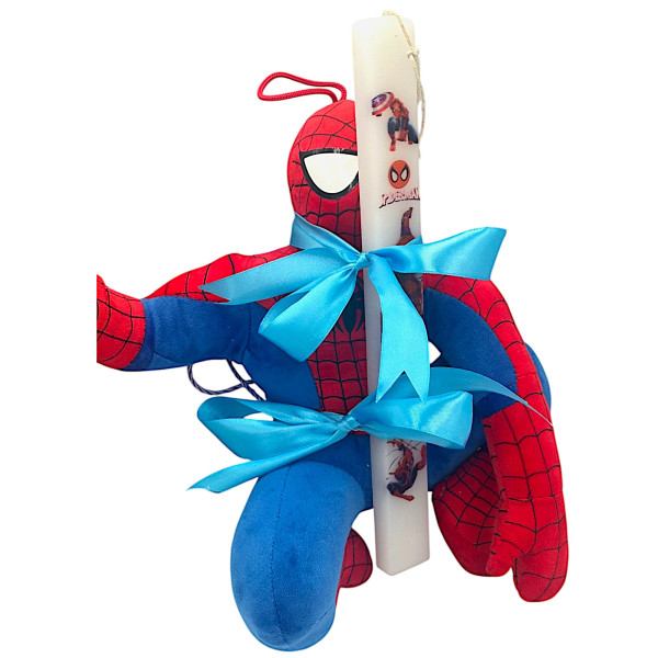Πασχαλινή λαμπάδα Mohicans με Λούτρινο Spiderman 40cm L128