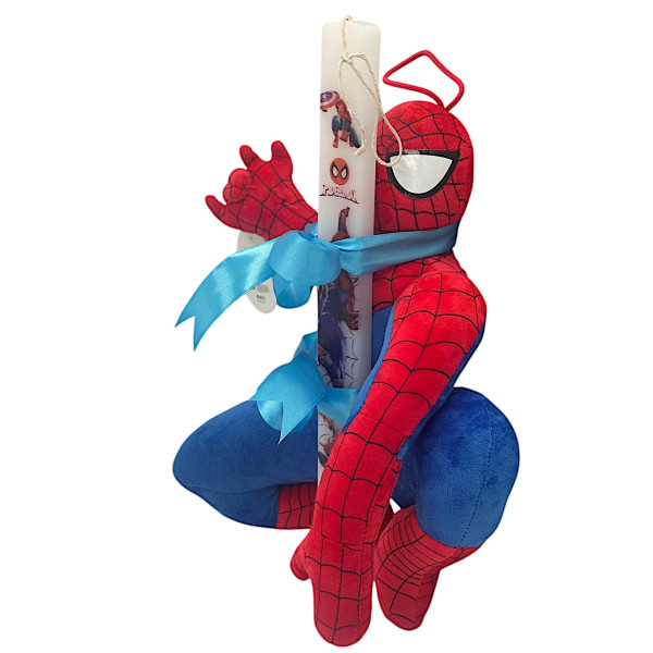 Πασχαλινή λαμπάδα Mohicans με Λούτρινο Spiderman 40cm L128