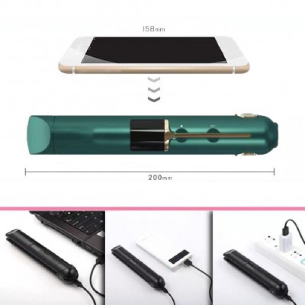 Επαναφορτιζόμενο Σίδερο Μαλλιών - Πρέσα για Ίσιωμα και Μπούκλες - Cordless Straightener JC-3012 Μαύρο