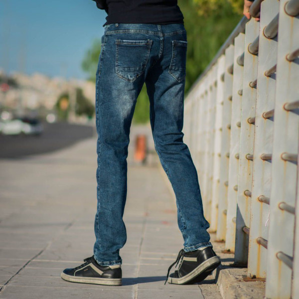 JDS311.BLUE ΑΝΔΡΙΚΟ ΠΑΝΤΕΛΟΝΙ JEANS ΜΕ ΣΚΙΣΙΜΑΤΑ