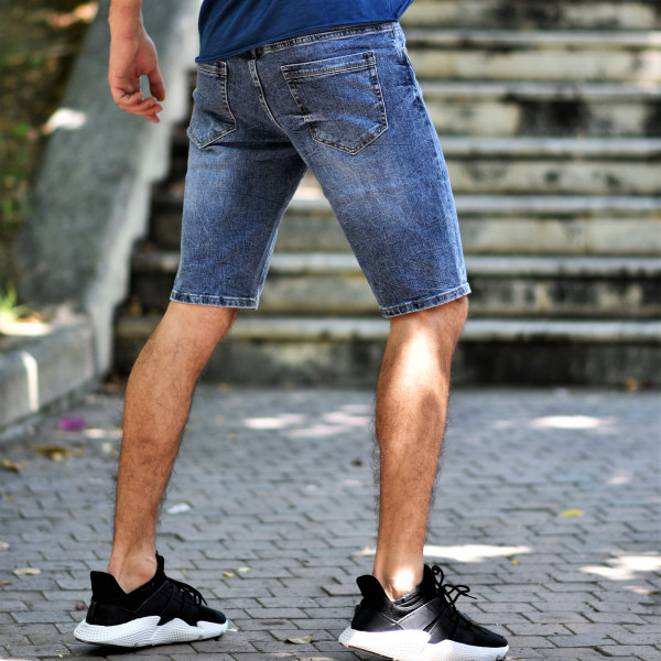 MEN'S BERMUDA JEANS MOHICANS JP046 BLUE