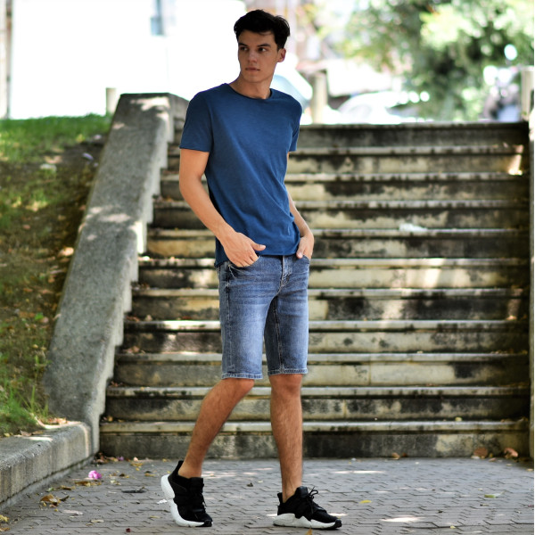 MEN'S BERMUDA JEANS MOHICANS JP046 BLUE