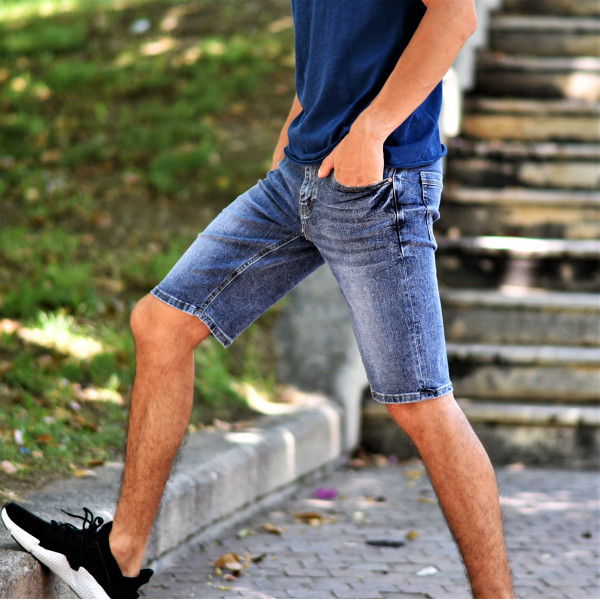 MEN'S BERMUDA JEANS MOHICANS JP046 BLUE