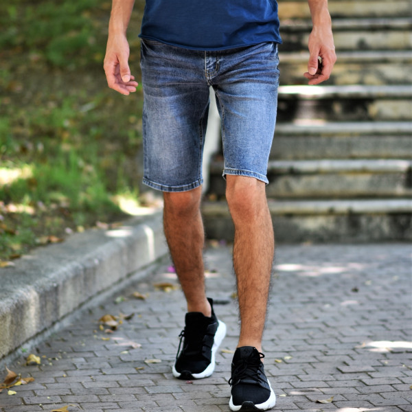 MEN'S BERMUDA JEANS MOHICANS JP046 BLUE