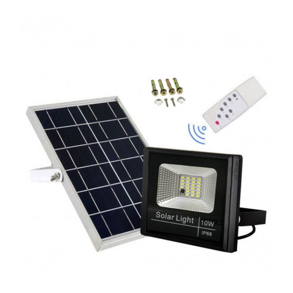 Led Αδιάβροχος Ηλιακός Προβολέας 10W 2000LM με Πάνελ και Τηλεχειριστήριο Jortan JT-BJ10W